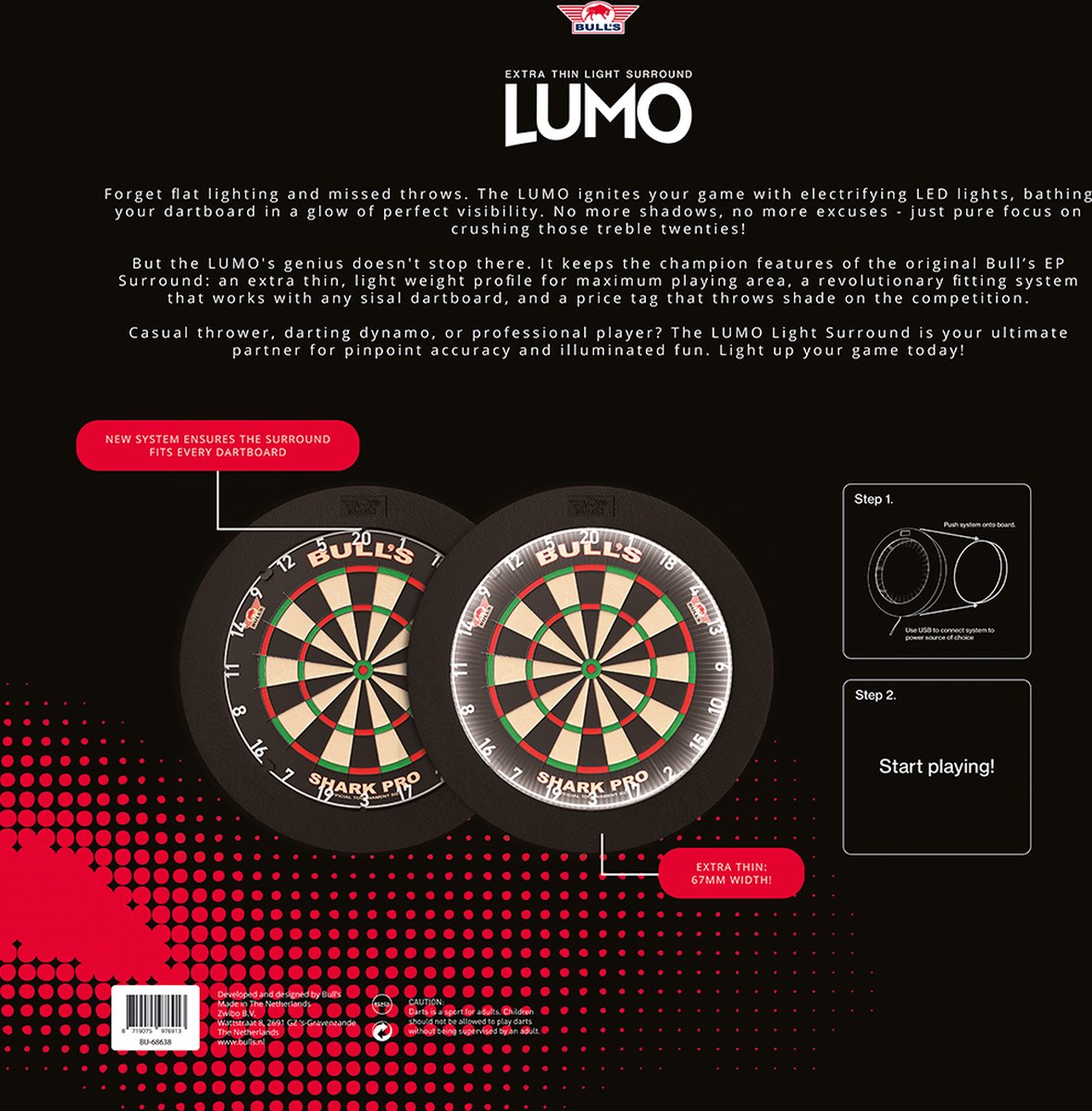 Bull's Lumo 1 Dartbord Verlichting & Surround (detail 6)