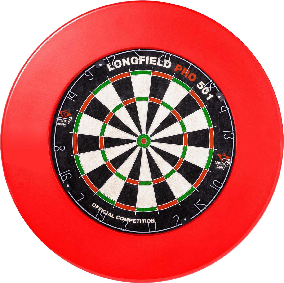 Longfield Dartbord Pro501 inclusief surround rood en 2 sets darts (detail 1)