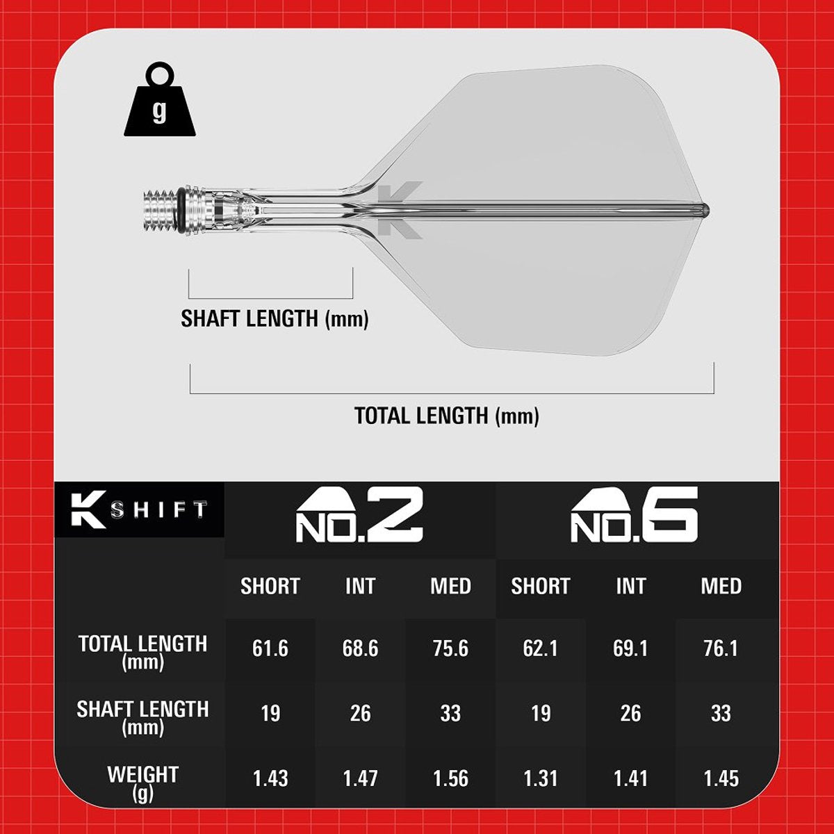 Target K-Shift Clear NO6 Short - Dart Flights (detail 3)