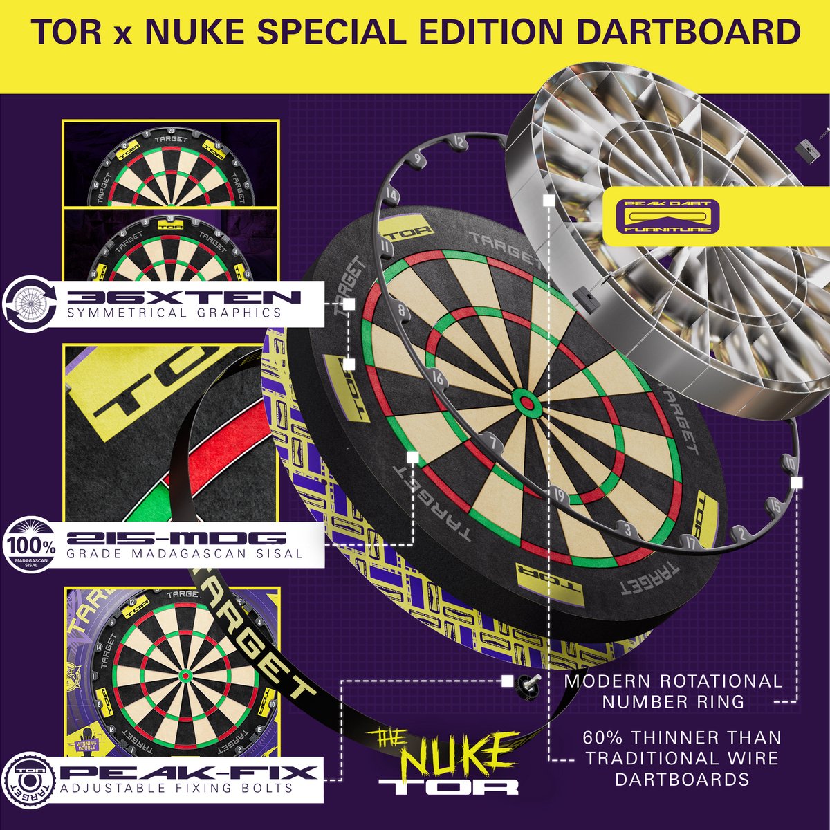 Target Luke Littler World Champion 2025 TOR Dartbord Surround Set - Dartset (detail 2)