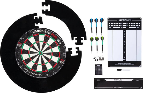 Longfield Darts Tournament Dartbord Met Toebehoren Zwart 8-delig