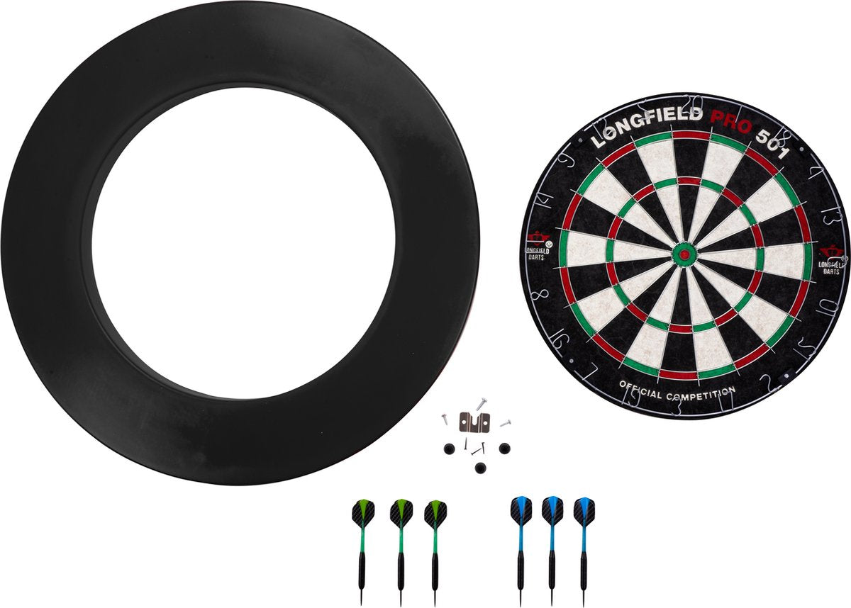 Longfield Darts Dartbord Pro501 inclusief surround zwart en 2 sets darts (detail 1)