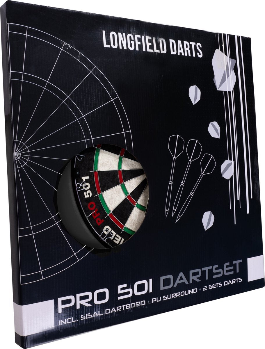 Longfield Darts Dartbord Pro501 inclusief surround zwart en 2 sets darts (detail 3)