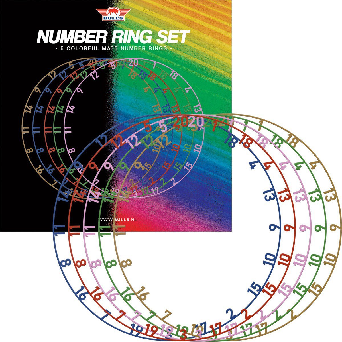 Bull's Colorfull Dartbord Number Ring Set 5 stuks