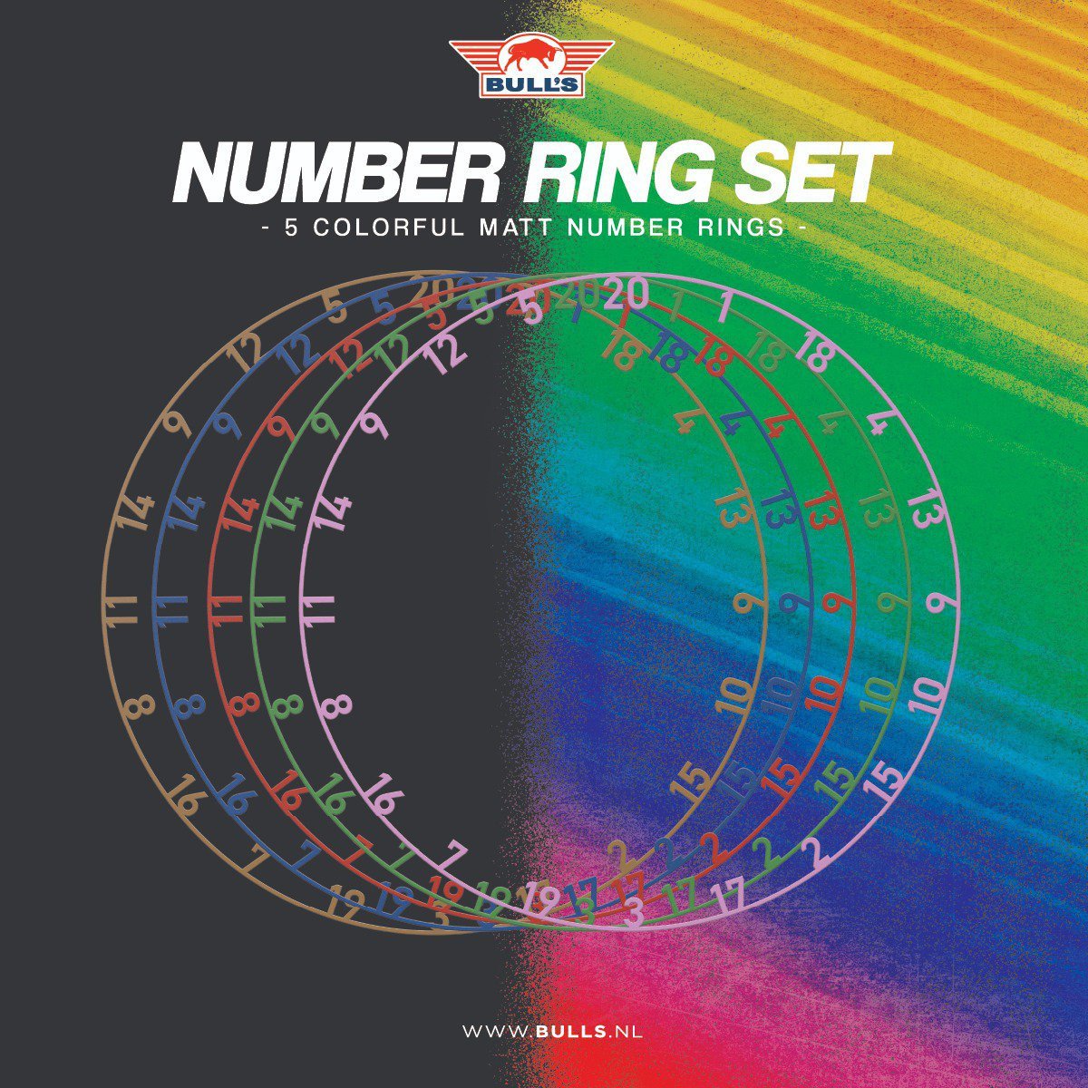 Bull's Colorfull Dartbord Number Ring Set 5 stuks (detail 8)