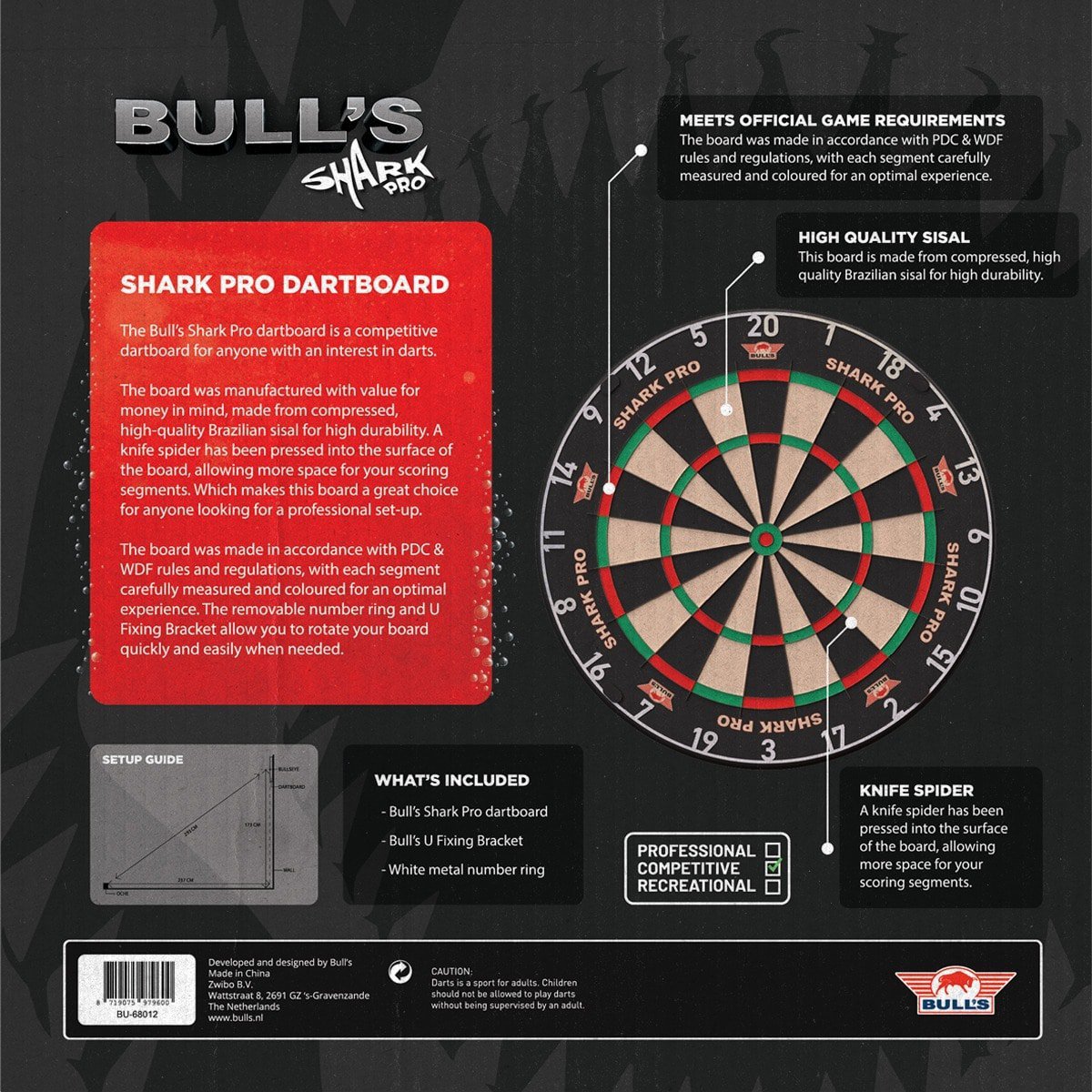 Bull's Shark Pro Dartbord (detail 4)