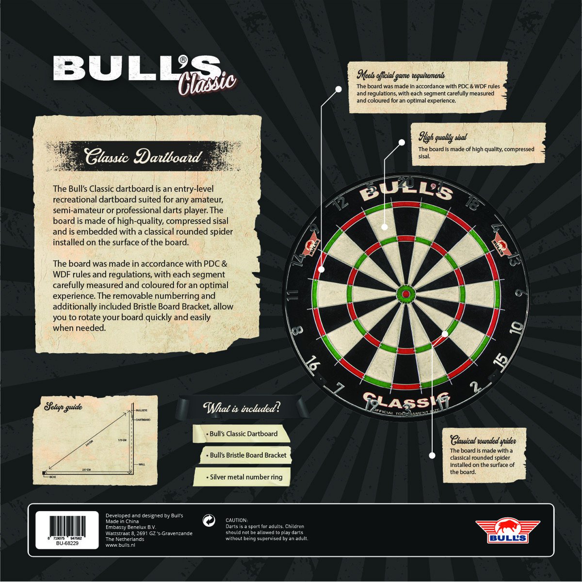 Bull's The Classic Dartbord (detail 3)
