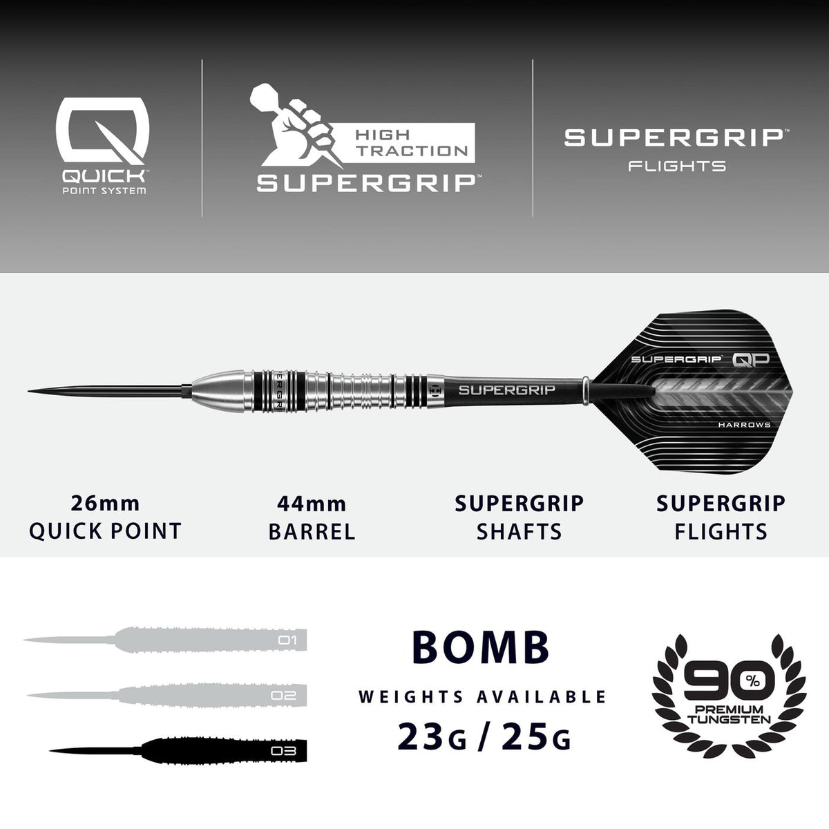 Harrows Supergrip Bomb Quick Point 90% (detail 3)