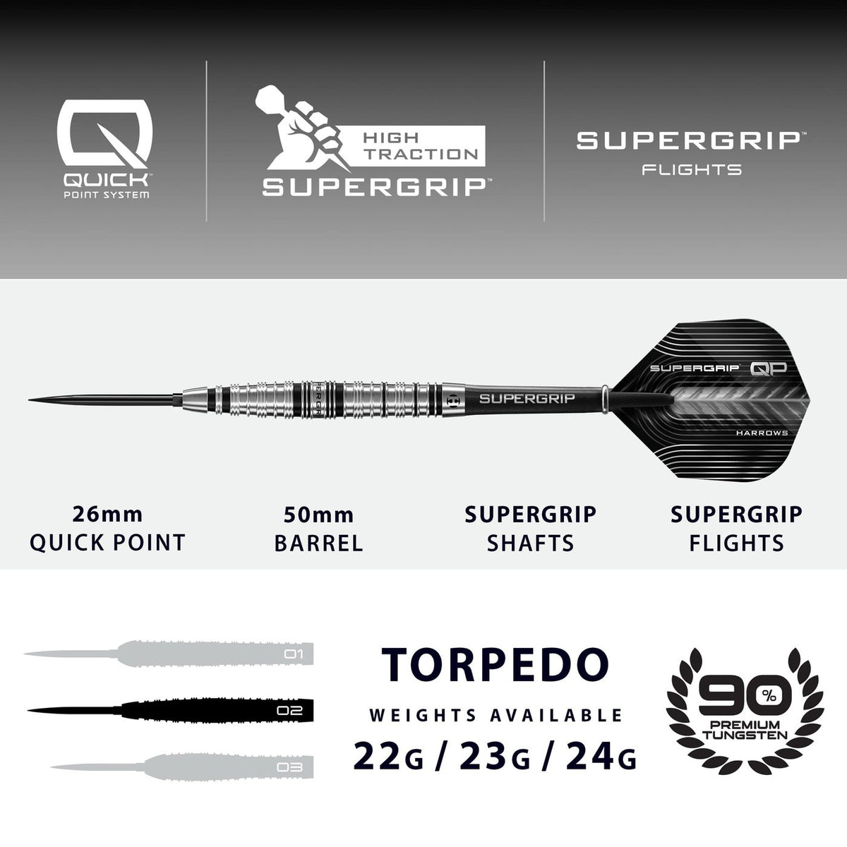 Harrows Supergrip Torpedo Quick Point 90% (detail 15)