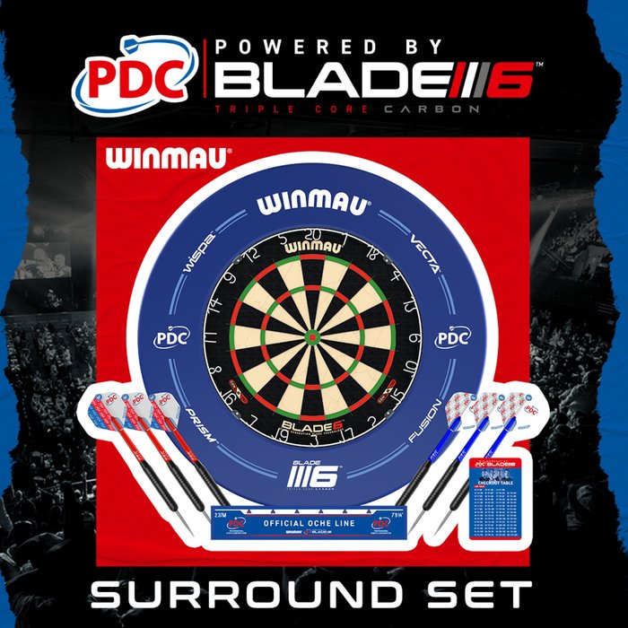Winmau Blade 6 + PDC Surround Blue Set - Dartset (detail 1)