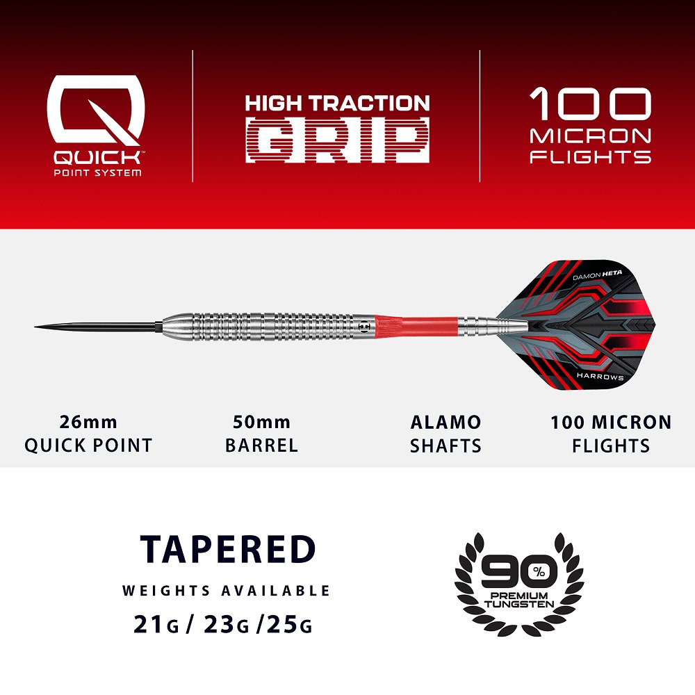 Harrows Damon Heta Natural Quick Point 90% - Dartpijlen (detail 2)