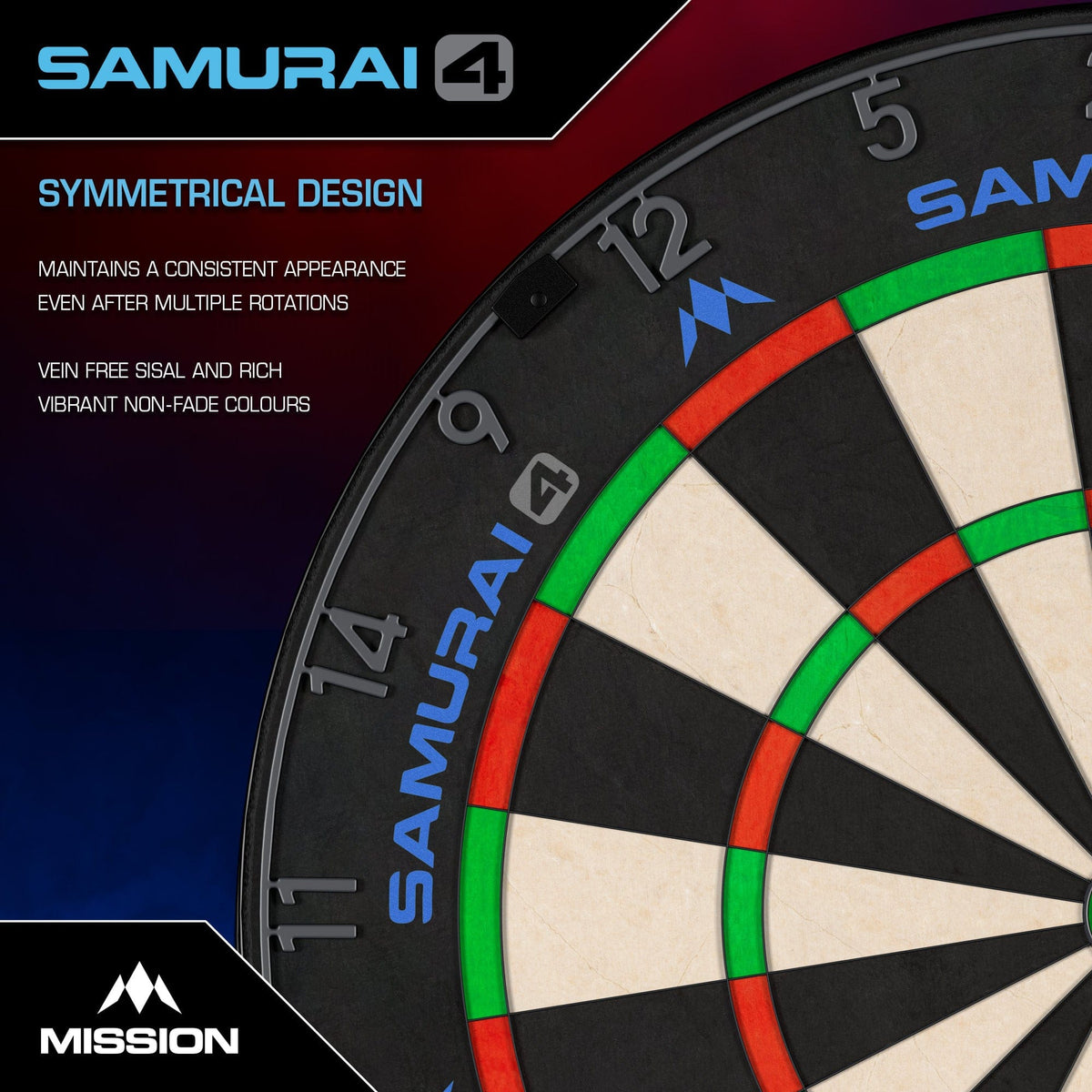 Mission Samurai 4 Graphite - Professional Dartbord (detail 2)