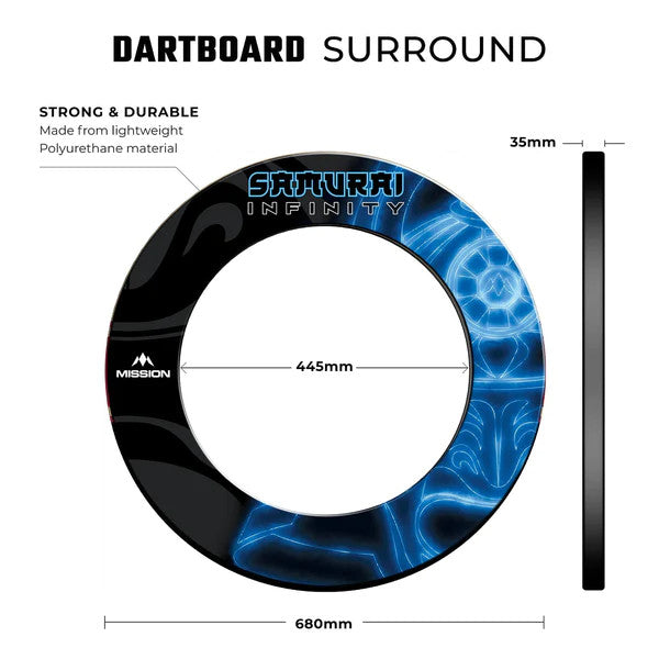 Mission Samurai Infinity Professional Dartboard Surround - BLUE (detail 1)