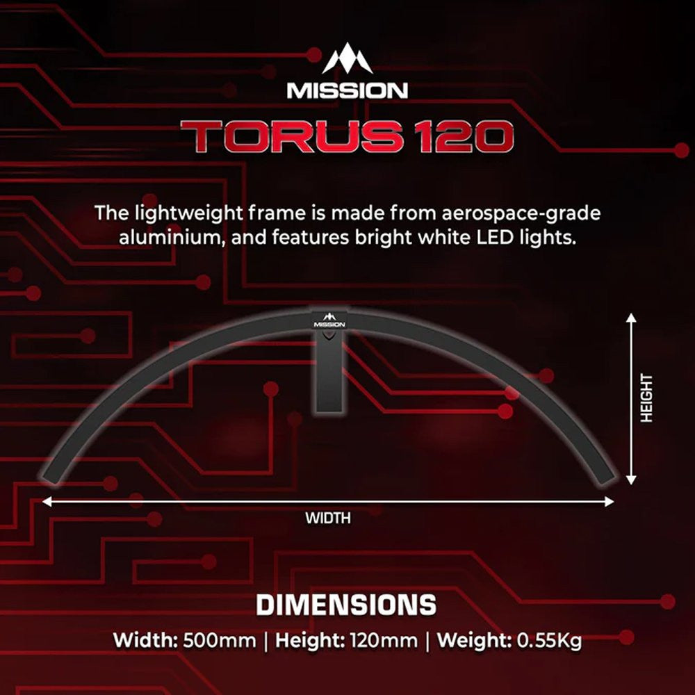 Mission Torus 120 Black - Dartbord Verlichting (detail 2)