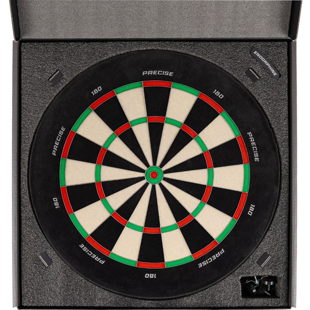 Precise180 Endorphine Dartbord met witte nummering incl. 4 magnetische houders (detail 1)