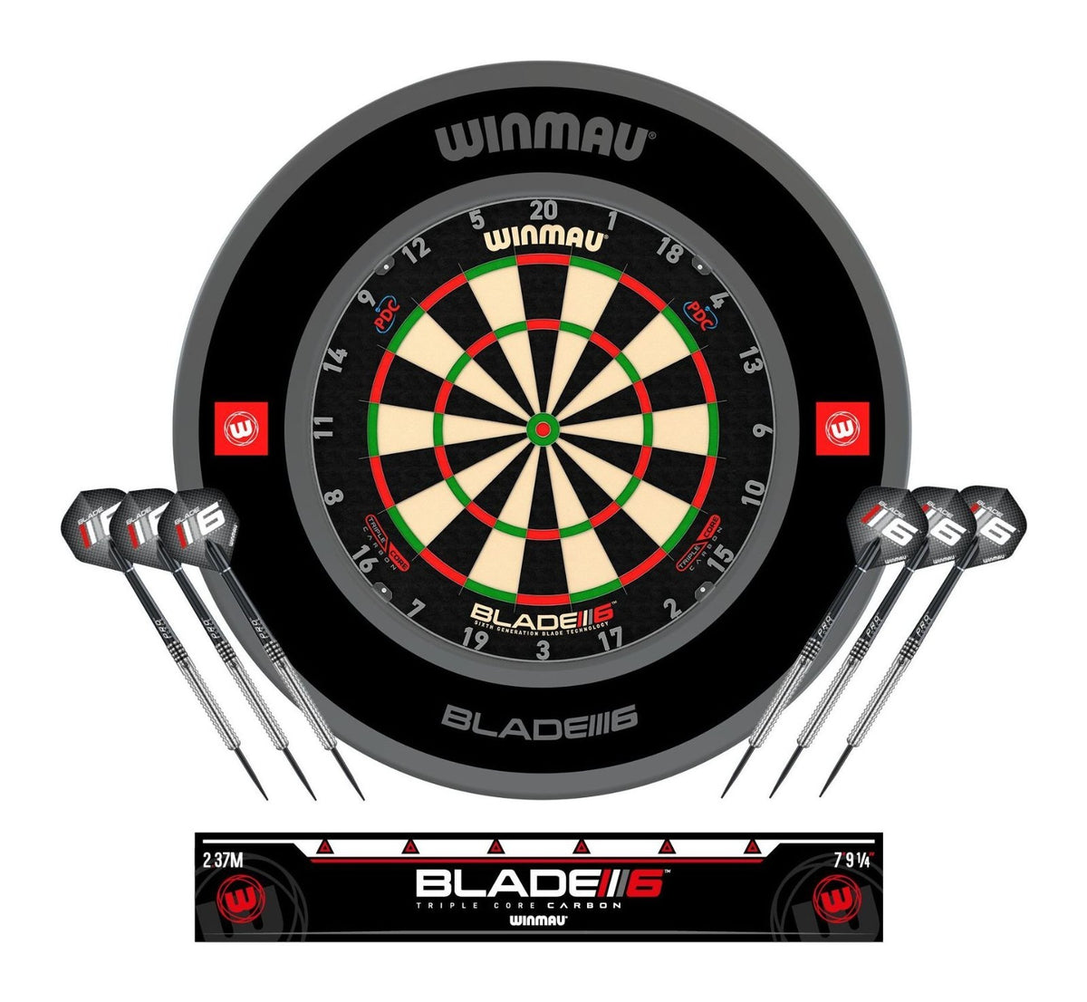 Winmau Blade 6 Triple Core + Winmau Blade 6 Surround + Tungsten Darts - Dartset