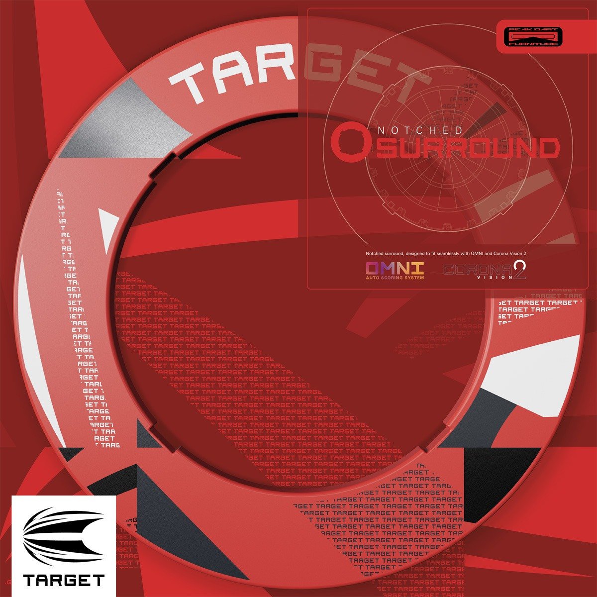 Target Patterned Notched Surround Red (detail 1)